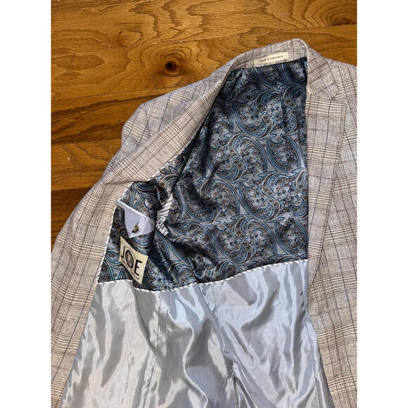 JOE Joseph Abboud Slim Fit Linen Cotton Dual Vent Plaid Blazer Sport Jacket 38R - Picture 8 of 8